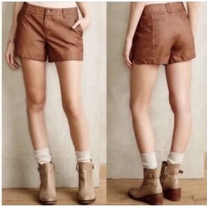 Pilcro and the Letterpress Anthropologie Faux Leather Shorts Size 28 Brown